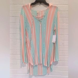 Raisins Women's Coco Striped Lace-Up Hoodie Dress Swim Cover-Up - Mint